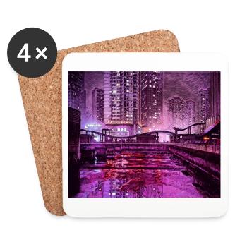 Ville futuriste - Dessous de verre (lot de 4) - blanc - Devant