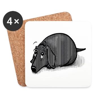 Black Dachshund - Coasters (set of 4) - white - Front
