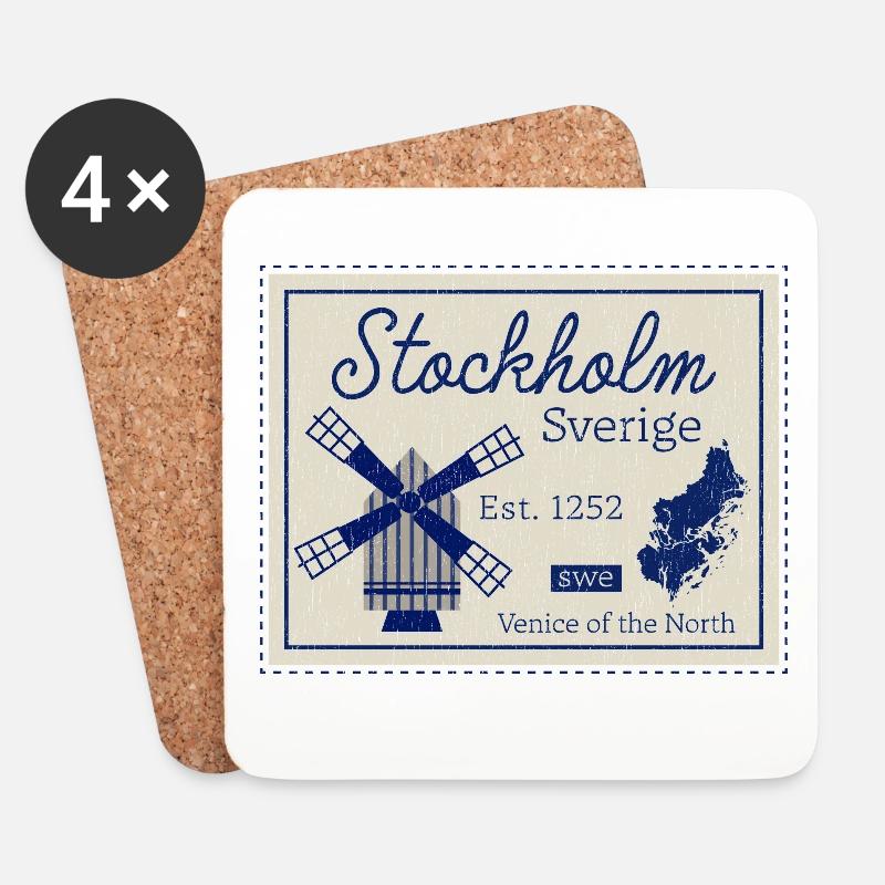 Stockholm Windmill Heritage - Untersetzer (4er-Set) - Weiß