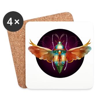 imaginative colorful shimmering insect with wings - Coasters (set of 4) - white - Front