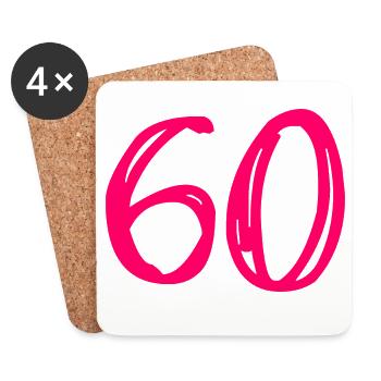 60. 60 ANS. 60e ANNIVERSAIRE. ANNIVERSAIRE 60 ANS. - Dessous de verre (lot de 4) - blanc - Devant