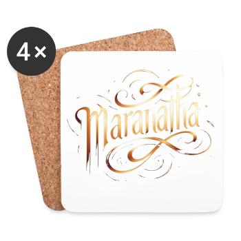 Maranatha Gold Script Swirls - Untersetzer (4er-Set) - Weiß - Vorne