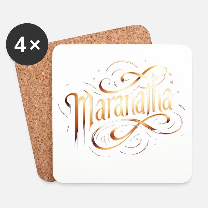 Maranatha Gold Script Swirls - Untersetzer (4er-Set) - Weiß