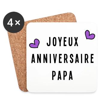 JOYEUX ANNIVERSAIRE. PAPA. FÊTE DES PÈRES - Dessous de verre (lot de 4) - blanc - Devant