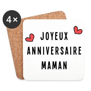 JOYEUX ANNIVERSAIRE. MAMAN - Dessous de verre (lot de 4) - blanc - Devant
