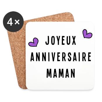 JOYEUX ANNIVERSAIRE MAMAN. HAPPY BIRTHDAY - Dessous de verre (lot de 4) - blanc - Devant