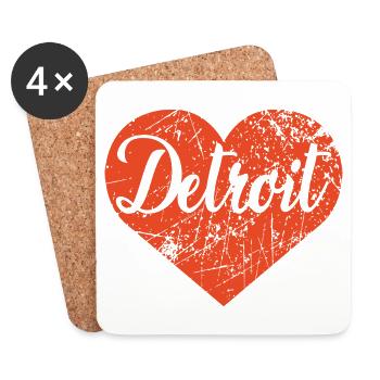 Coeur de Détroit - Dessous de verre (lot de 4) - blanc - Devant