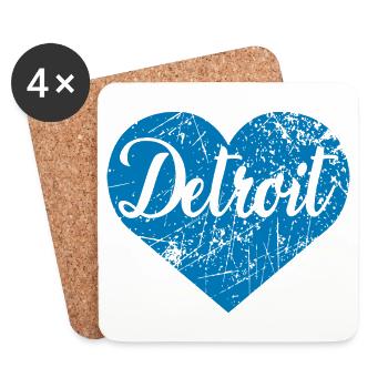 Coeur de Détroit - Dessous de verre (lot de 4) - blanc - Devant