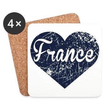 France Cœur - Dessous de verre (lot de 4) - blanc - Devant