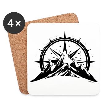 Compass With Mountain Silhouette - Untersetzer (4er-Set) - Weiß - Vorne
