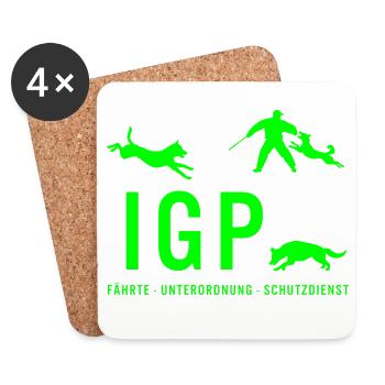 IGP Hundesport - Gruen - Untersetzer (4er-Set) - Weiß - Vorne