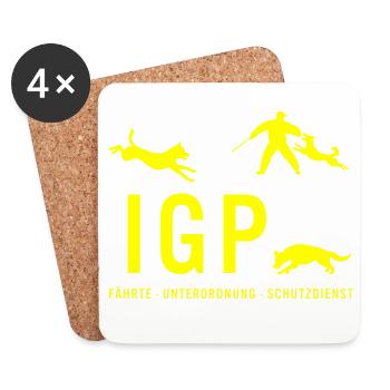 IGP Hundesport - Gelb - Untersetzer (4er-Set) - Weiß - Vorne