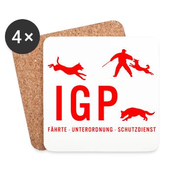 IGP Hundesport - Rot - Untersetzer (4er-Set) - Weiß - Vorne