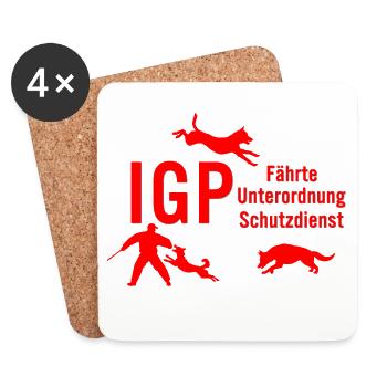 IGP Hundesport - Rot - Untersetzer (4er-Set) - Weiß - Vorne