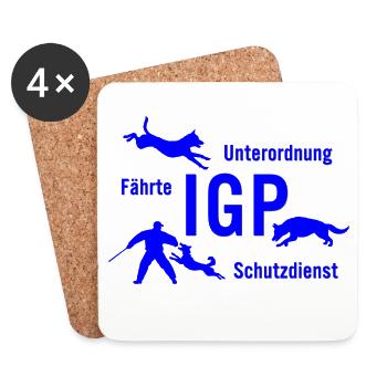 IGP Hundesport - blau - Untersetzer (4er-Set) - Weiß - Vorne
