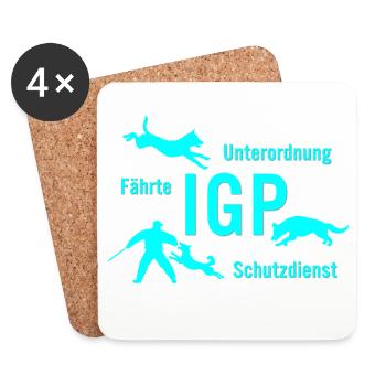 IGP Hundesport - tuerkis - Untersetzer (4er-Set) - Weiß - Vorne