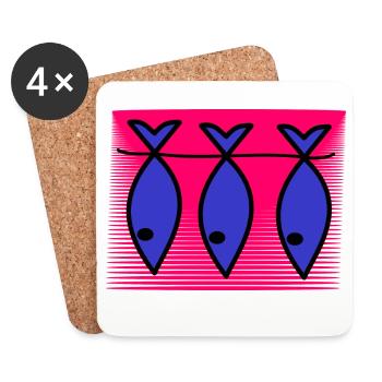 FISH. SARDINE. APRIL FOOLS. SEA. OCEAN - Coasters (set of 4) - white - Front