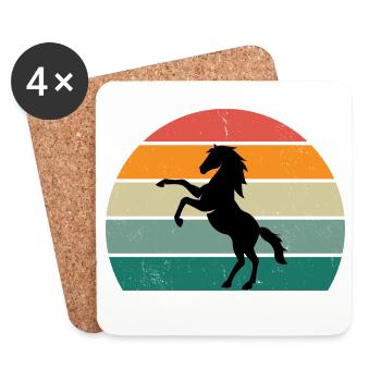 Conception rétro de la silhouette du cheval - Dessous de verre (lot de 4) - blanc - Devant