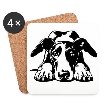 Tête de Galgo avec pattes - Dessous de verre (lot de 4) - blanc - Devant