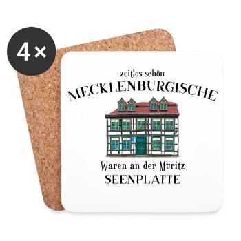 Région des lacs de Mecklembourg, Waren an der Müritz - Dessous de verre (lot de 4) - blanc - Devant