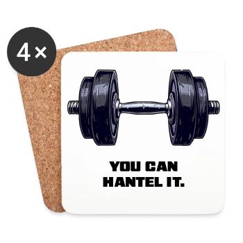 Haltère, Fitness, Motivation, Salle de sport, T-shirt - Dessous de verre (lot de 4) - blanc - Devant