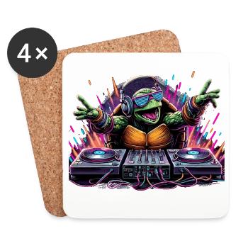 Schildkröte The DJ Musik Geschenk - Untersetzer (4er-Set) - Weiß - Vorne
