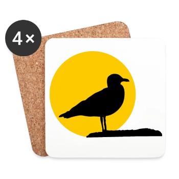 Seagull in front of sun - Coasters (set of 4) - white - Front