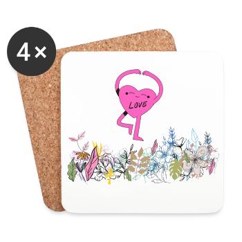 Heart Dancer on Flower Garden - Coasters (set of 4) - white - Front