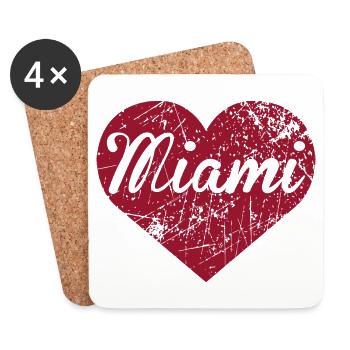 Cœur de Miami - Dessous de verre (lot de 4) - blanc - Devant