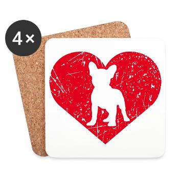 French Bulldog - Untersetzer (4er-Set) - Weiß - Vorne
