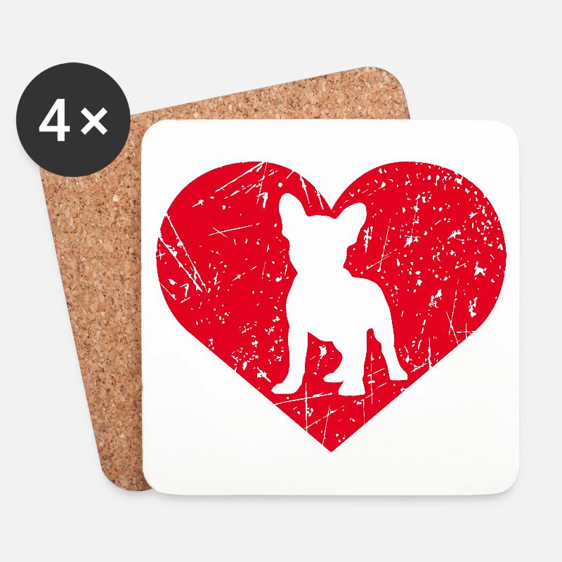 French Bulldog - Untersetzer (4er-Set) - Weiß