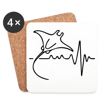 Eleganter Manta – Minimalistisches Ozean-Design - Untersetzer (4er-Set) - Weiß - Vorne