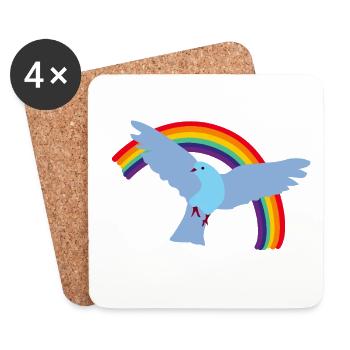 Colombe de la paix avec arc-en-ciel - Dessous de verre (lot de 4) - blanc - Devant