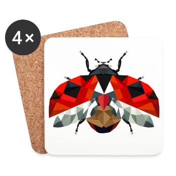 Flying ladybug in strong red tones - Coasters (set of 4) - white - Front