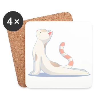 Cat Doing Yoga – Harmony & Balance - Coasters (set of 4) - white - Front