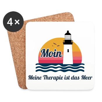 Meine Therapie ist das Meer - Moin - Untersetzer (4er-Set) - Weiß - Vorne