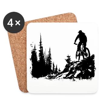 Mountain bike cyclists - Coasters (set of 4) - white - Front
