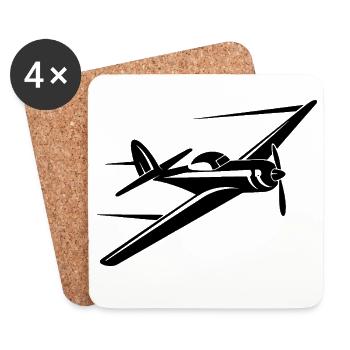 Propellerflugzeug Zeichnung - Untersetzer (4er-Set) - Weiß - Vorne