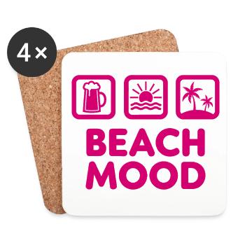 Beach Mood Summer Sun Sea Beer - Coasters (set of 4) - white - Front