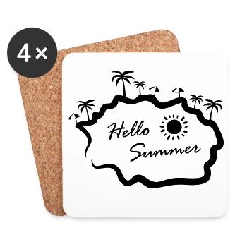 Hello Summer Insel Palmen - Untersetzer (4er-Set) - Weiß - Vorne
