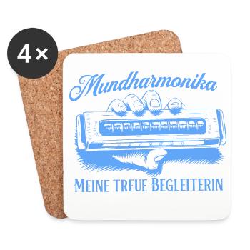 Mundharmonika - Meine treue Begleiterin - Untersetzer (4er-Set) - Weiß - Vorne
