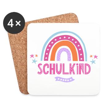 Schulkind Regenbogen Pink für Mädchen Boho - Untersetzer (4er-Set) - Weiß - Vorne