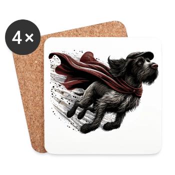 Super Dog German Wirehaired DD Pointer Gift - Coasters (set of 4) - white - Front