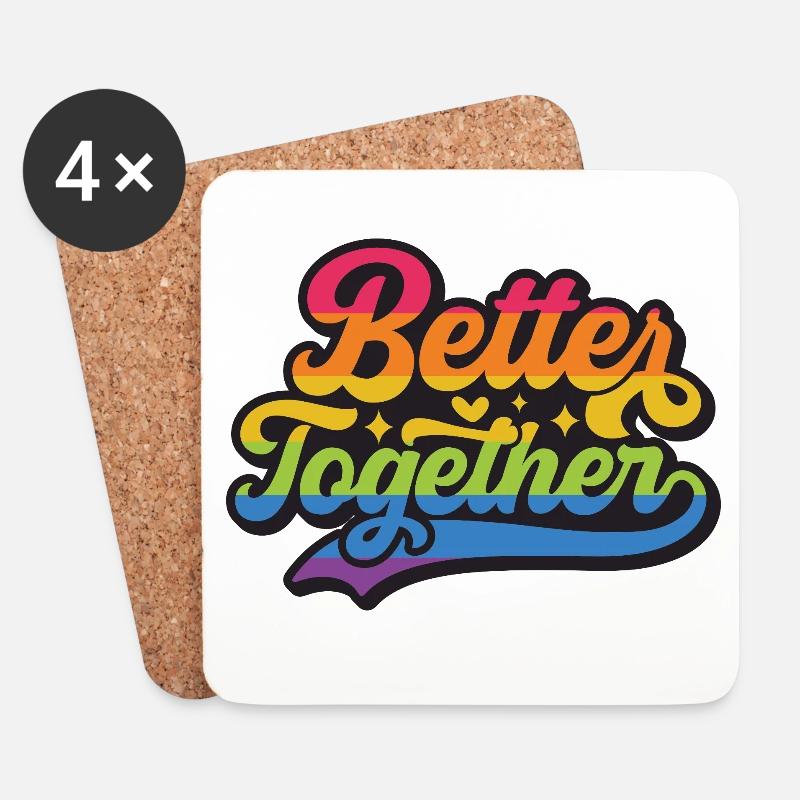 LGBT Pride Month - Gemeinsam besser - Untersetzer (4er-Set) - Weiß