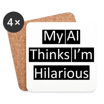 Humorous AI Thinker Quote Design - Coasters (set of 4) - white - Front