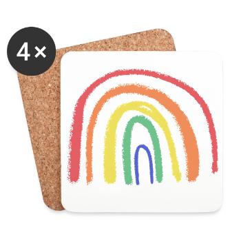 Whimsical Rainbow Brush Arc - Coasters (set of 4) - white - Front