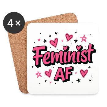 Feminist AF Statement Spruch Sprüche - Untersetzer (4er-Set) - Weiß - Vorne