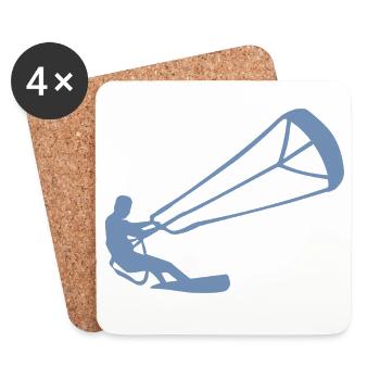 Kitesurfer Silhouette Kiteboarding Adrenalin Sport - Untersetzer (4er-Set) - Weiß - Vorne