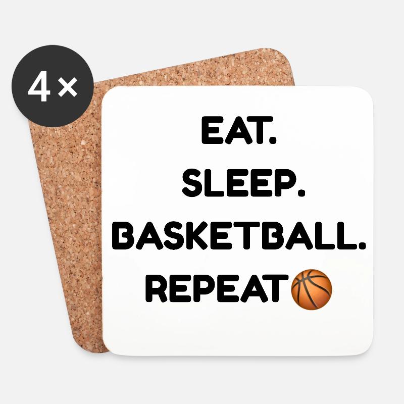 ESSEN-_SLEEP-_BASKETBALL - Untersetzer (4er-Set) - Weiß