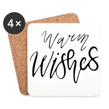Warm Wishes – Lettrage à la main Design multicolore Var - Dessous de verre (lot de 4) - blanc - Devant